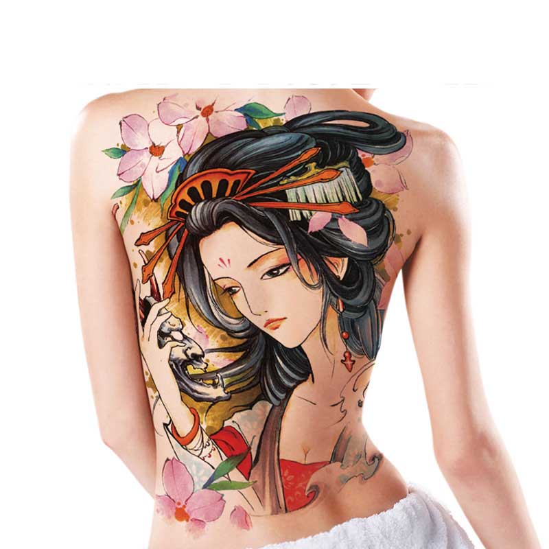 3 Sheets Big Full Back Angel Animal Geisha God Tattoo Stickers