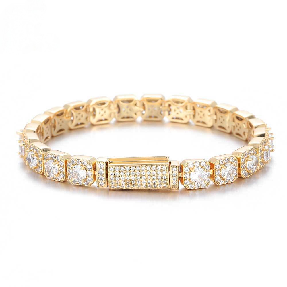 Hip Hop Iced Cuban Golden Chain Diamond-Cut CZ Bracelet