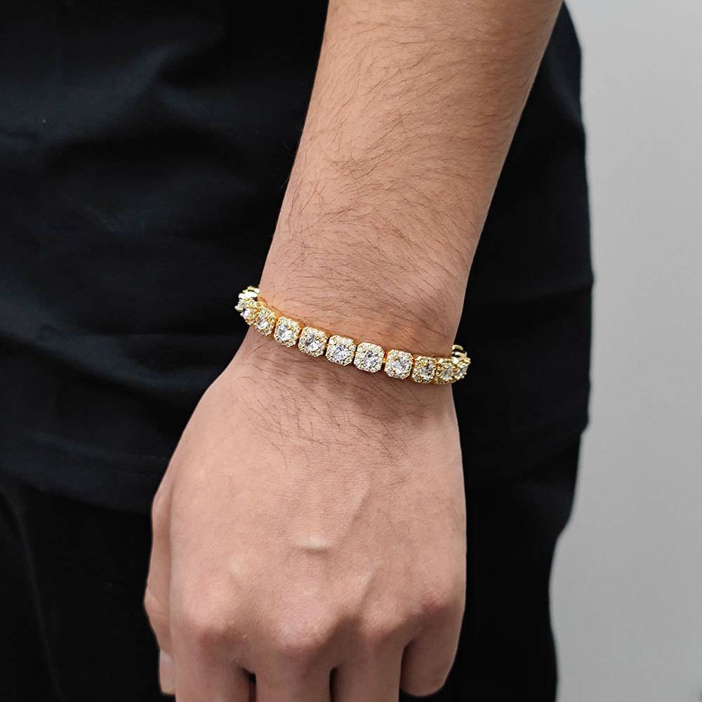 Hip Hop Iced Cuban Golden Chain Diamond-Cut CZ Bracelet