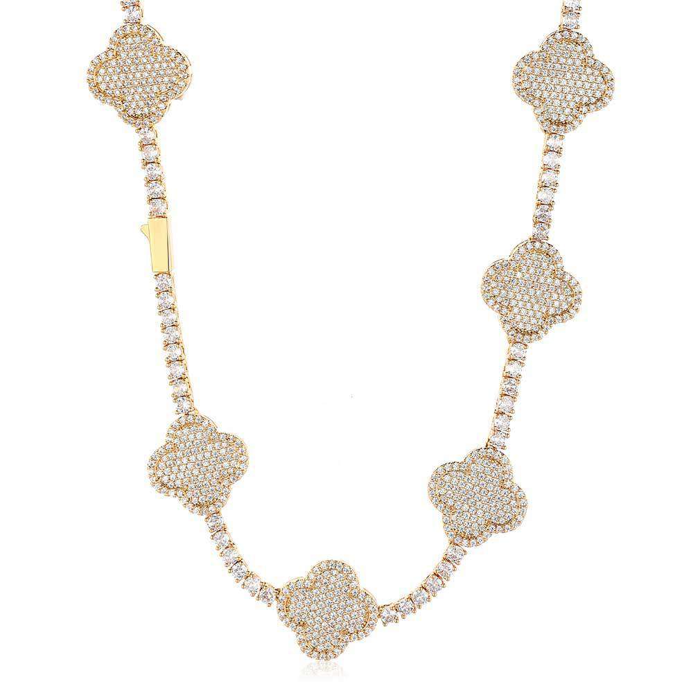 Men's Luxury Cubic Zirconia Full Pavé Clover Pendant Necklace