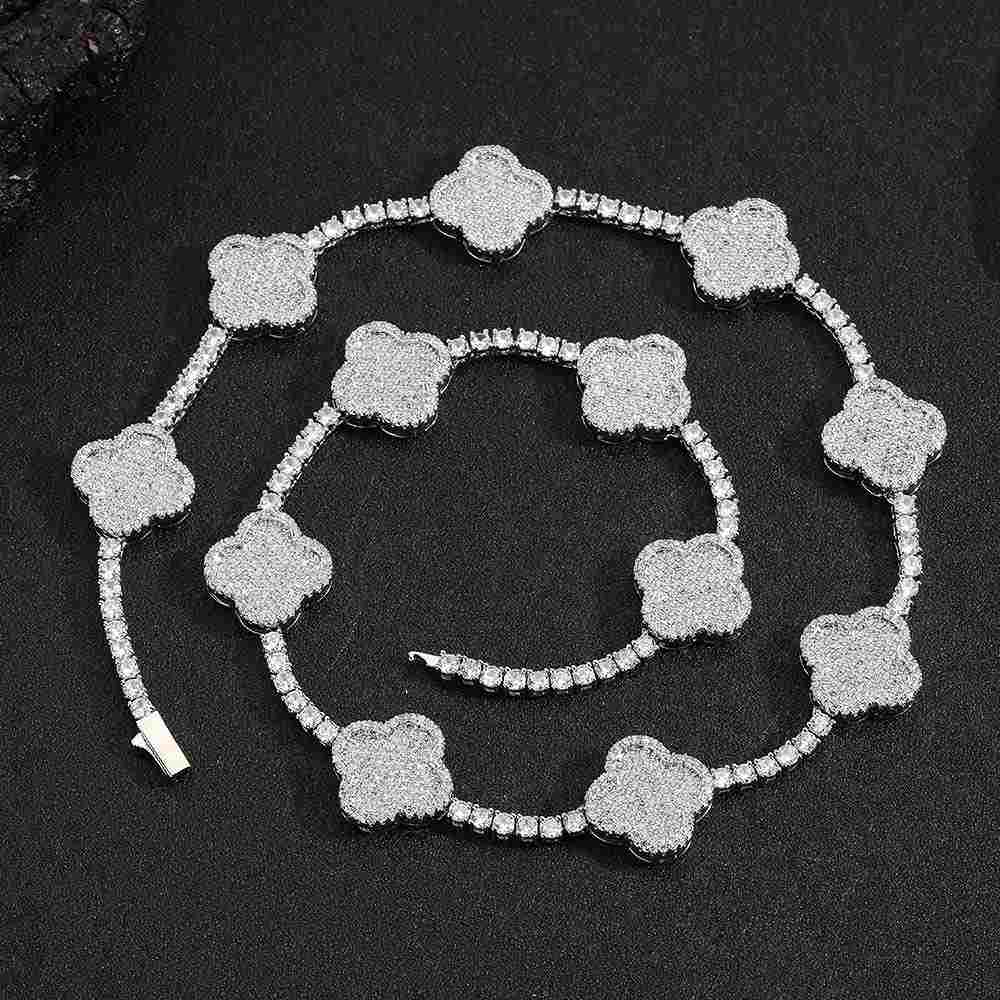 Men's Full Pavé Clover Chain Necklace
