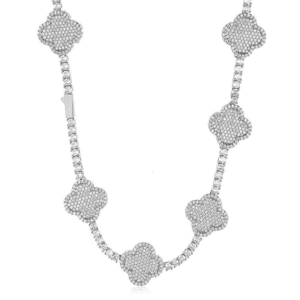 Men's Full Pavé Clover Chain Necklace