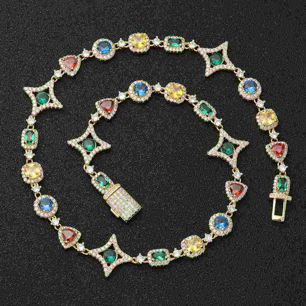 Rainbow Iced Cuban Chain Luxury Multi-CZ Golden Necklaces