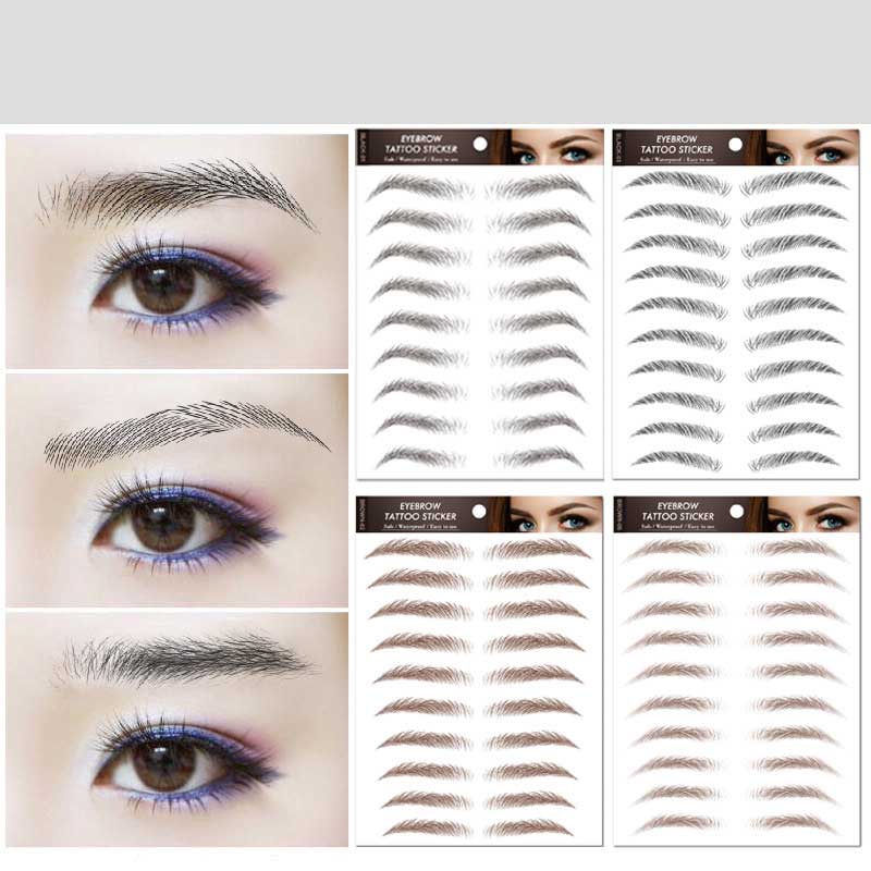 10 Sheet Fake Eyebrow Temporary Tattoo Stickers