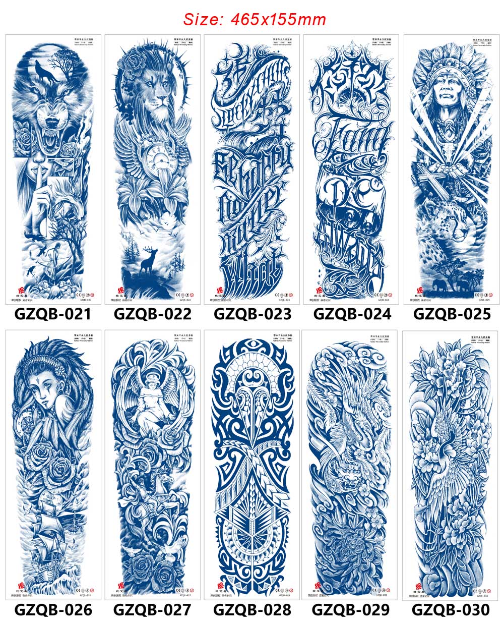 2 Sheet Full Arm Temporary Tattoos Fake Tattoo Stickers