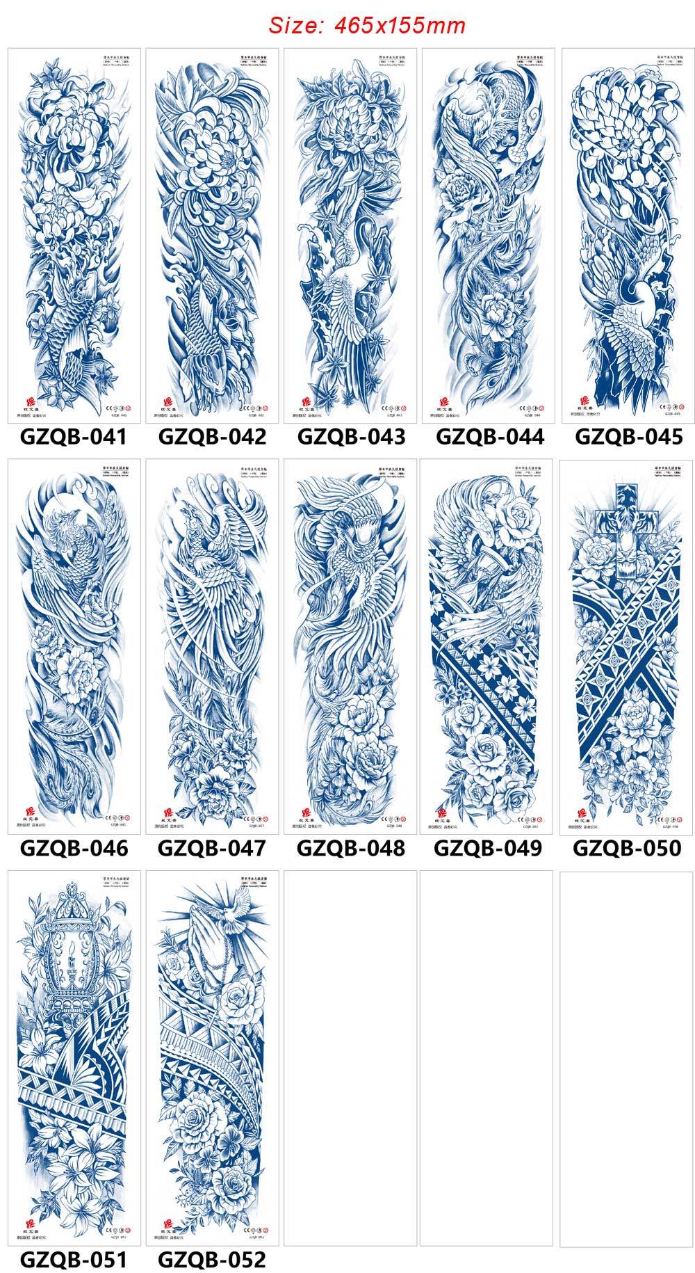 2 Sheet Full Arm Temporary Tattoos Fake Tattoo Stickers