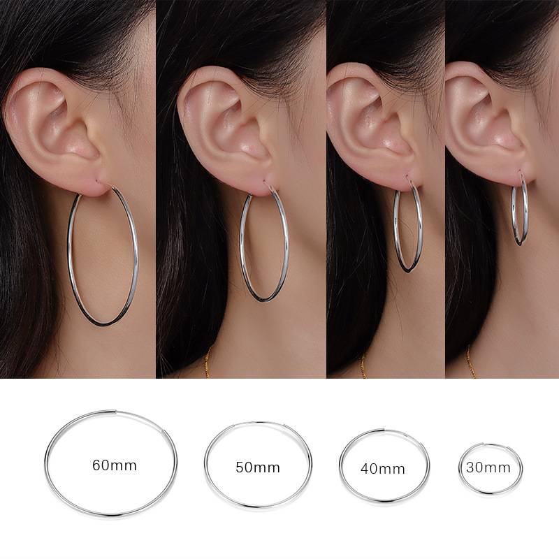 S999 Silver Brutalist Oversized Cartilage Seamless Earrings
