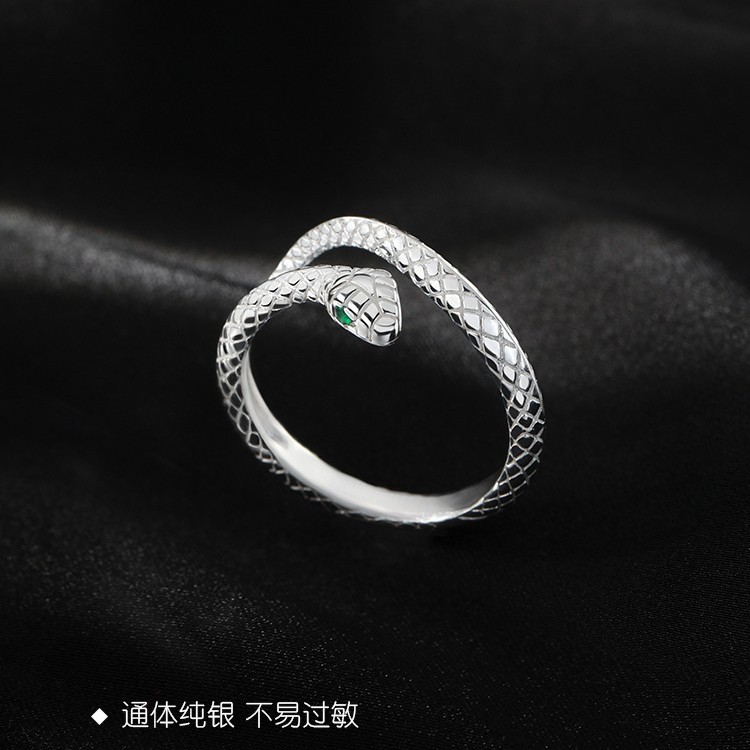 S999 Fine Silver Serpent Ring Adjustable Snake Sweet & Edgy
