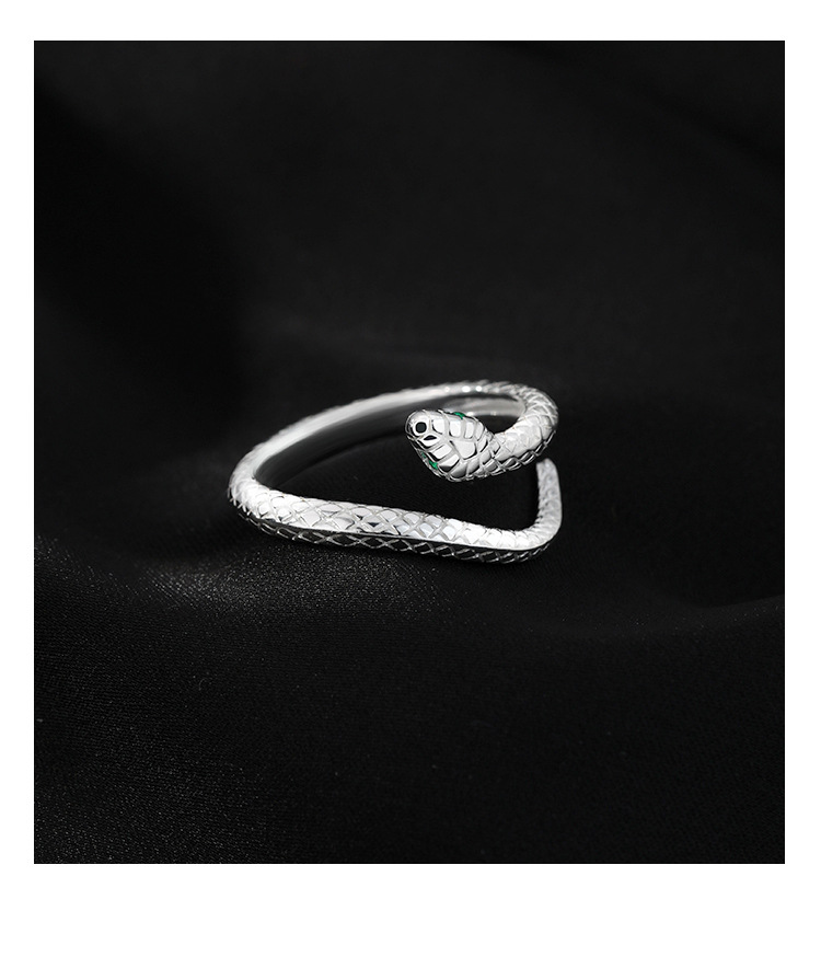 S999 Fine Silver Serpent Ring Adjustable Snake Sweet & Edgy
