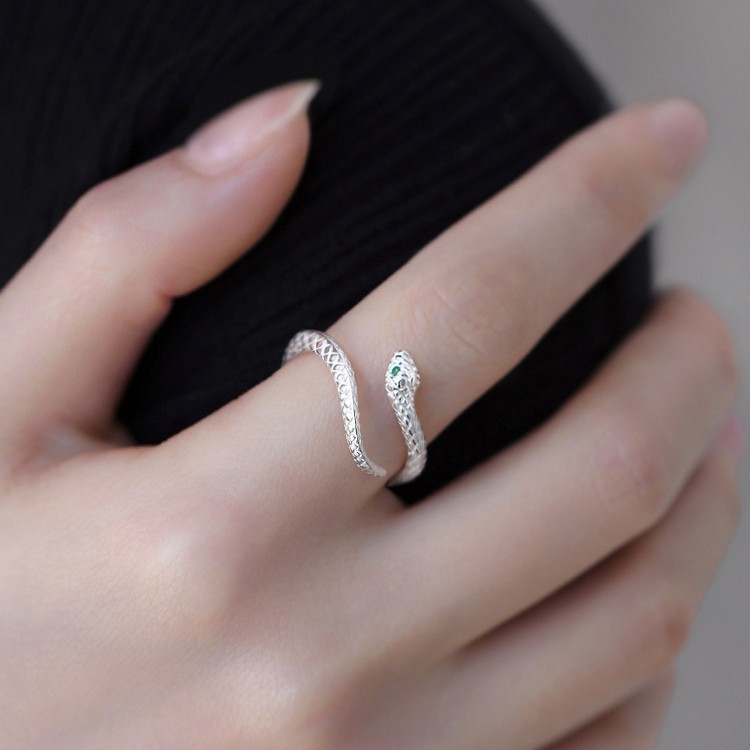 S999 Fine Silver Serpent Ring Adjustable Snake Sweet & Edgy