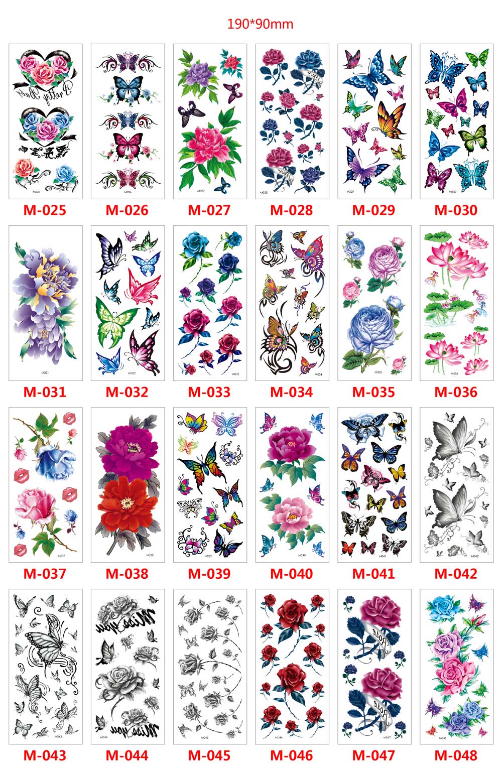 9 Sheet 3D Flower Animal Garland Snake Butterfly Fake Tattoos