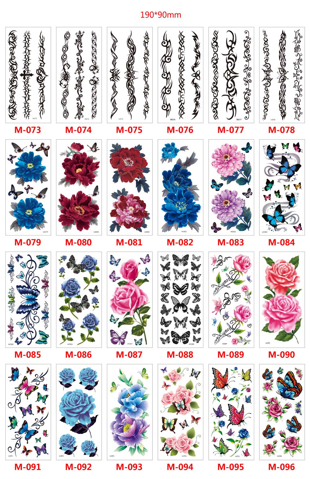 9 Sheet 3D Flower Animal Garland Snake Butterfly Fake Tattoos