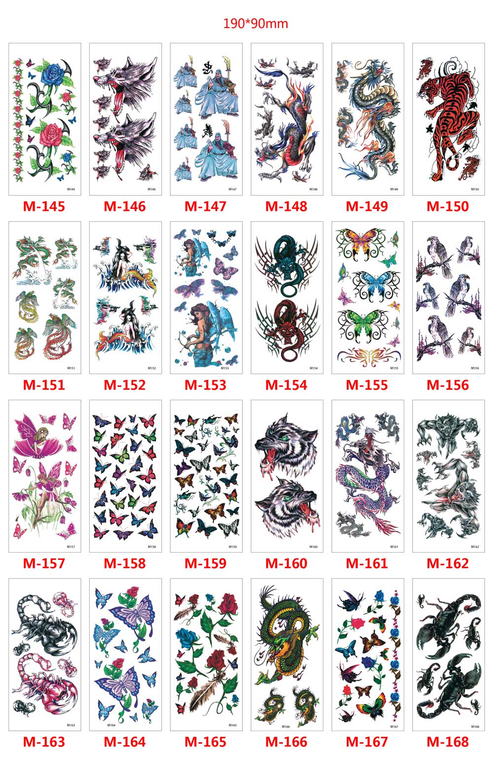 9 Sheet 3D Flower Animal Garland Snake Butterfly Fake Tattoos