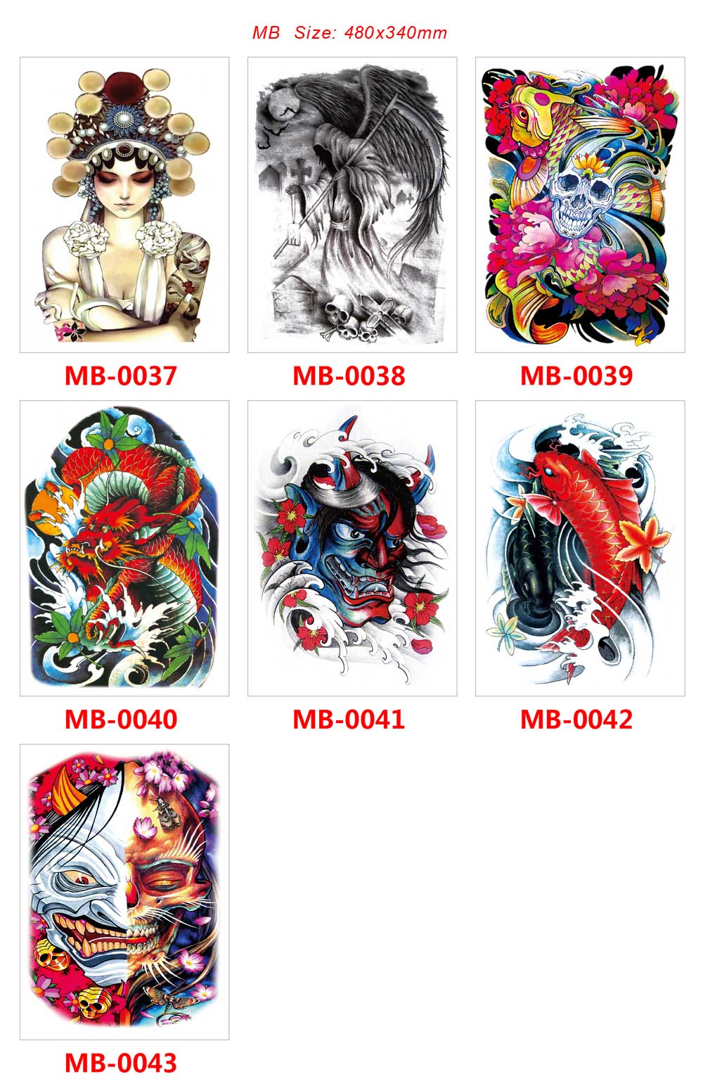 3 Sheets Super Large Full Back Tattoo Stickers Hero Demon Dragon