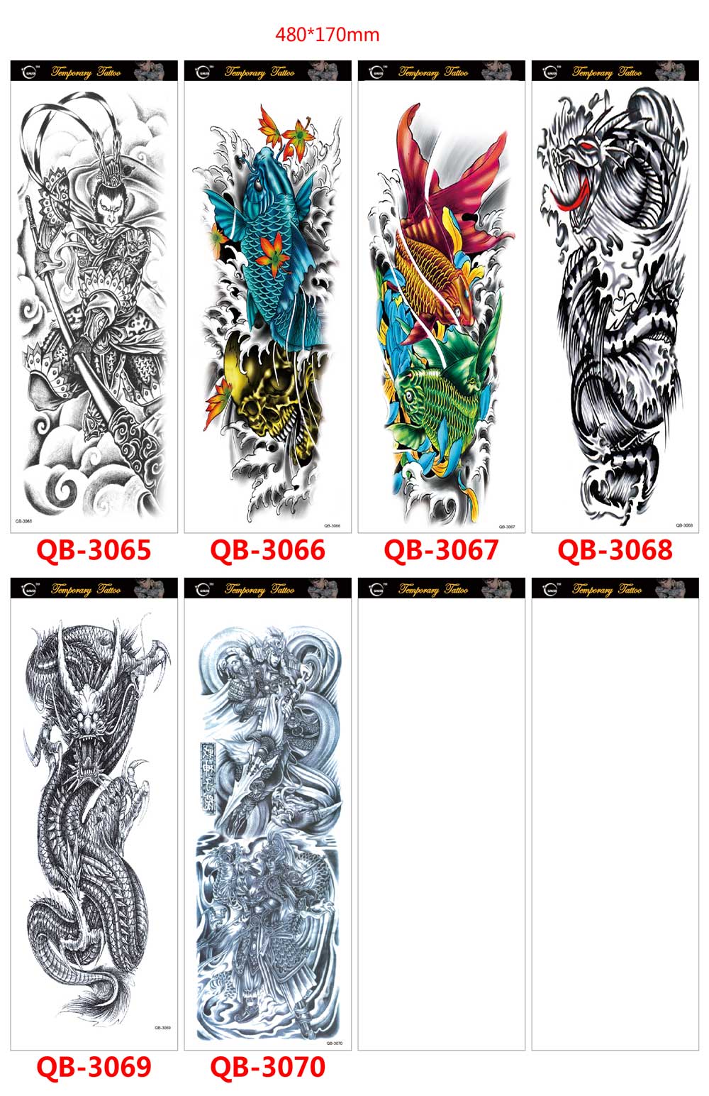 4 Sheet Full Arm Tattoo Stickers Fashion Waterproof Cleanable