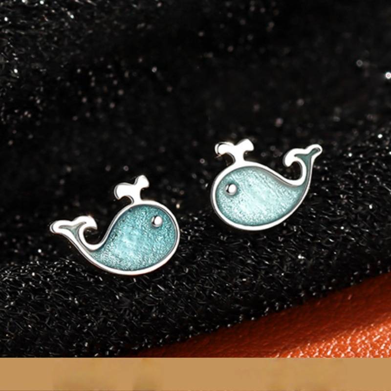 2025 Ocean Play S999 Silver Whale Studs Earrings