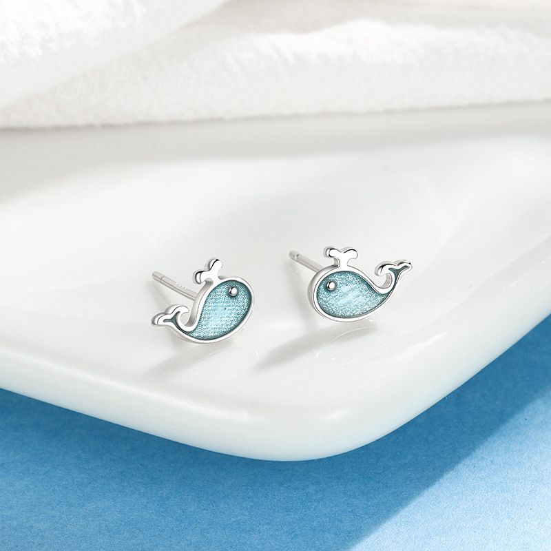 2025 Ocean Play S999 Silver Whale Studs Earrings