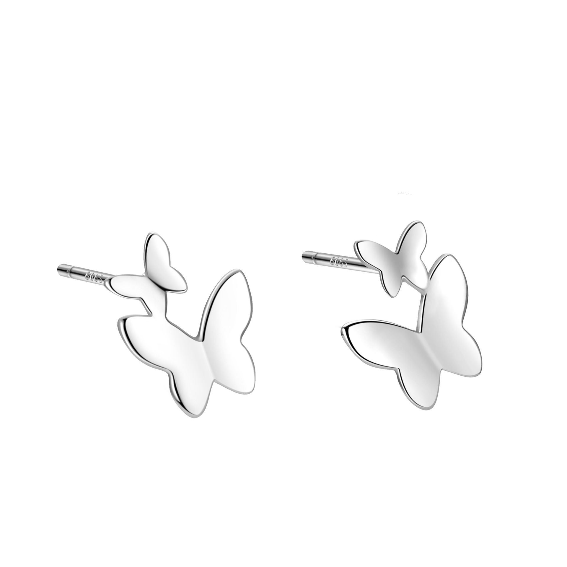 S999 Silver Butterfly stud Earrings Hypoallergenic Ear Jewelry