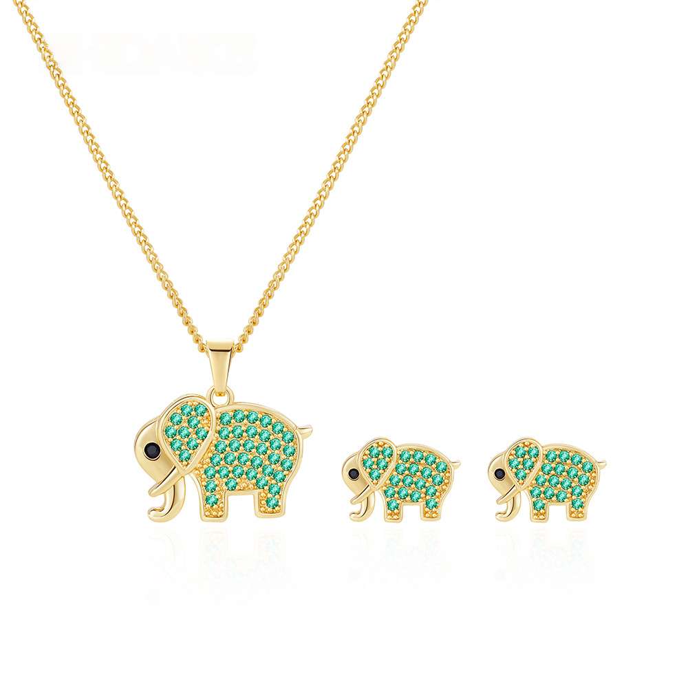 Cute Elephant Necklace and Earrings Set for Women Minimalist