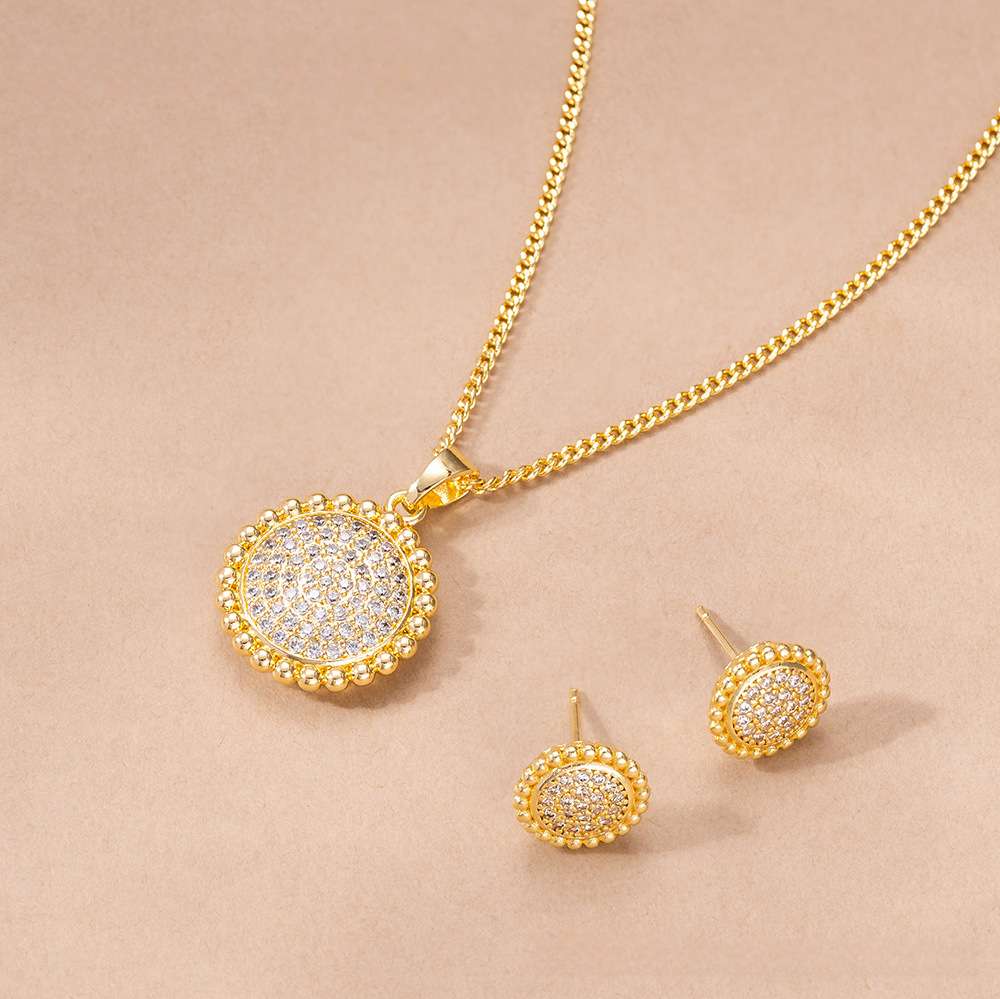 Round Brilliant Necklace & Earring Set Alloy Cubic Zirconia