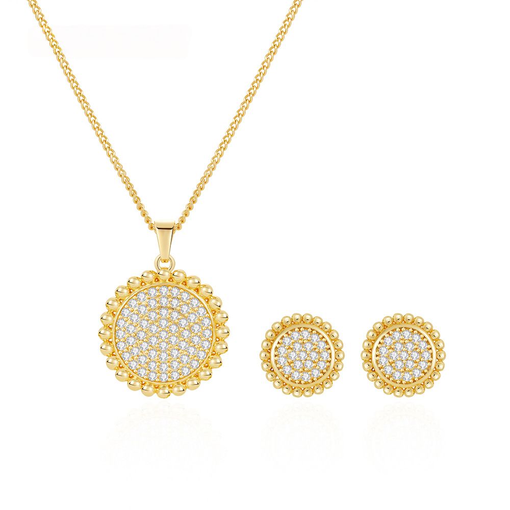 Round Brilliant Necklace & Earring Set Alloy Cubic Zirconia