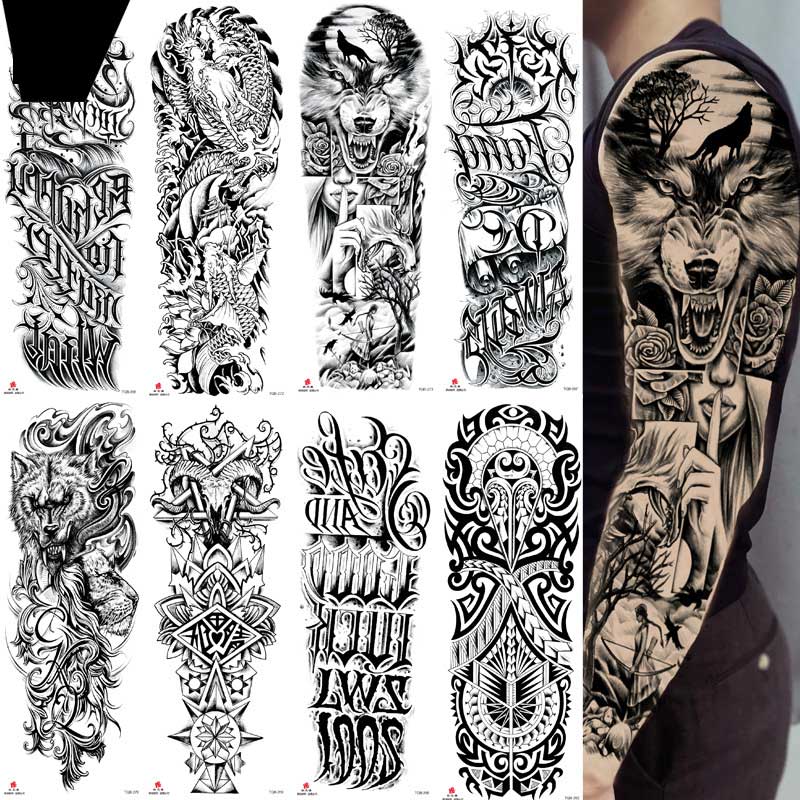 5 Sheet Full Arm Tattoo Stickers TQB Series 161-240