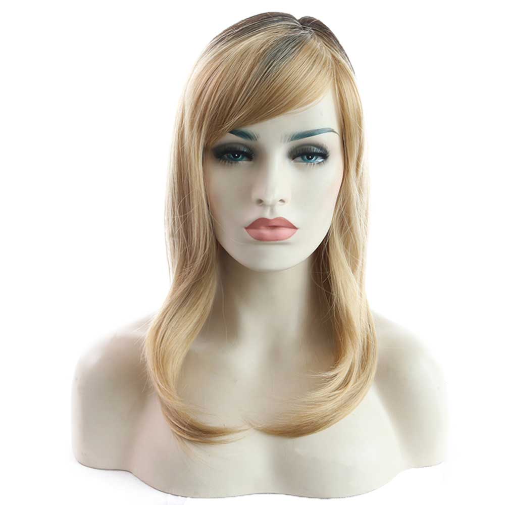 Fashion ladies slant bangs long hair and chemical fiber headgear