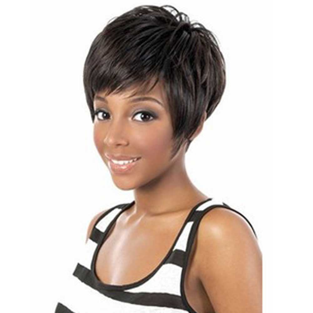 Pixie Cute Wigs Short Hair Black Straight Ladies Wigs