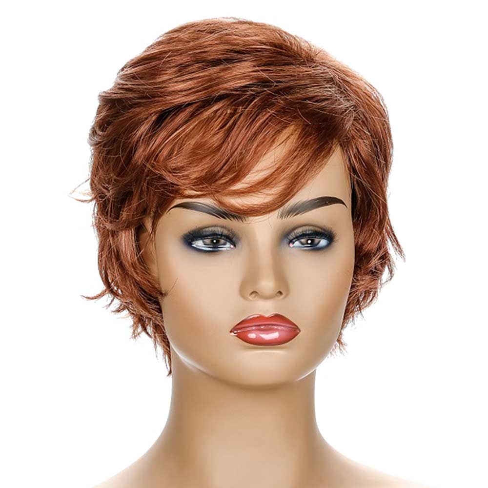 Short Pixie Cut Slant Bangs and Fluffy Hair For Stylish Girl Wig