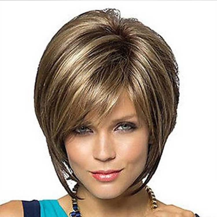 Charming Short Straight Blonde Slight Wavy Fluffy Layer Ladies