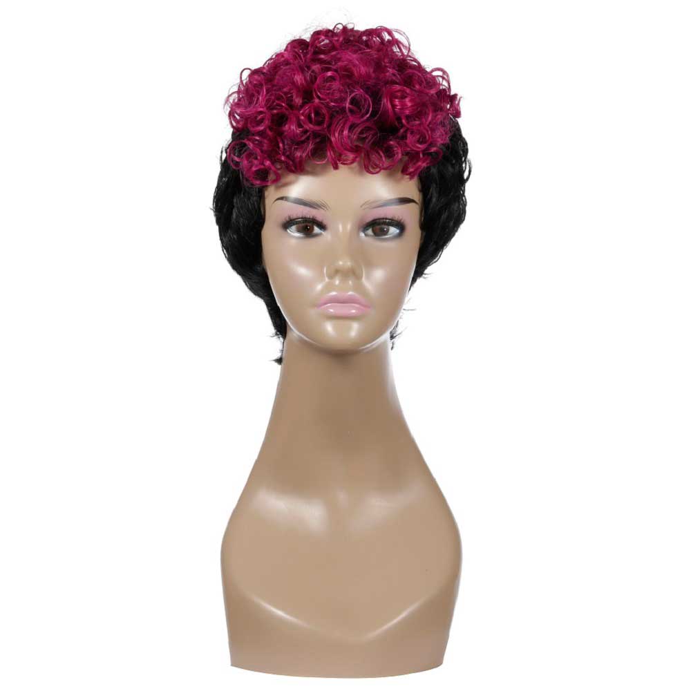Short Black and Red Wig Short Curly Wigs Natural Short Hair Wig