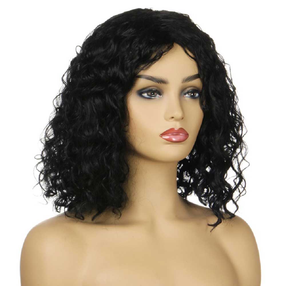 Shoulder Length Curly Wigs Natural Looking Synthetic Hair Wigs