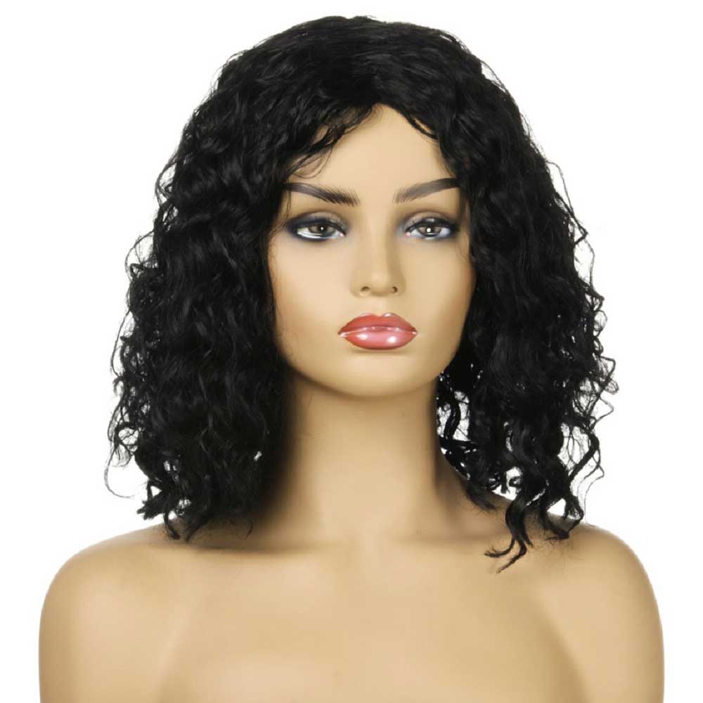 Shoulder Length Curly Wigs Natural Looking Synthetic Hair Wigs