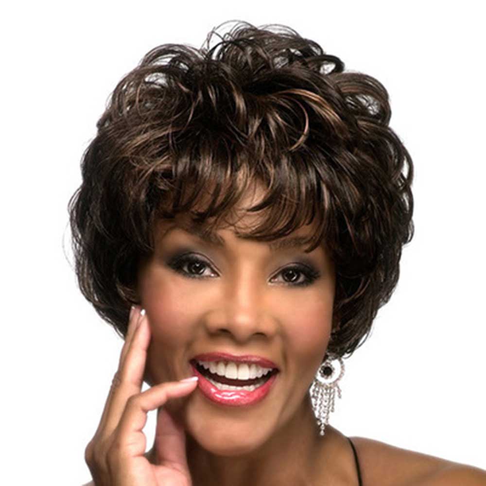 Short Brown Wavy Curly Wigs Pixie Cut Brown Wigs for Women