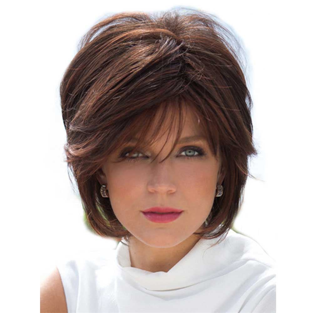 Short Dark Brown Shaggy Layered Wavy Wigs for White Women