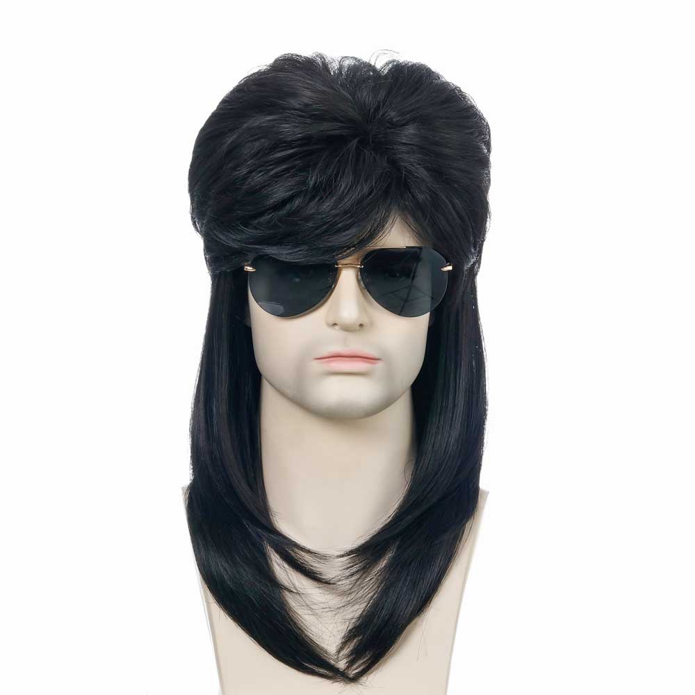Stylish Mens Retro 70s 80s Rock Halloween Party Long Curly Hair