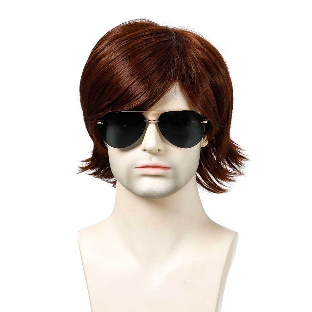 Dark Brown Short Wig Beard Sonny Hippie Halloween Cosplay Wig