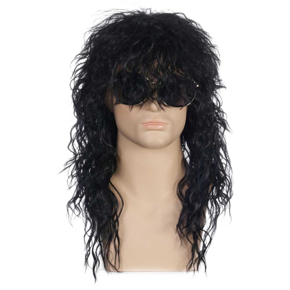 80s Wig Mullet Wigs Punk Heavy Metal Rocker Wig Curly Long
