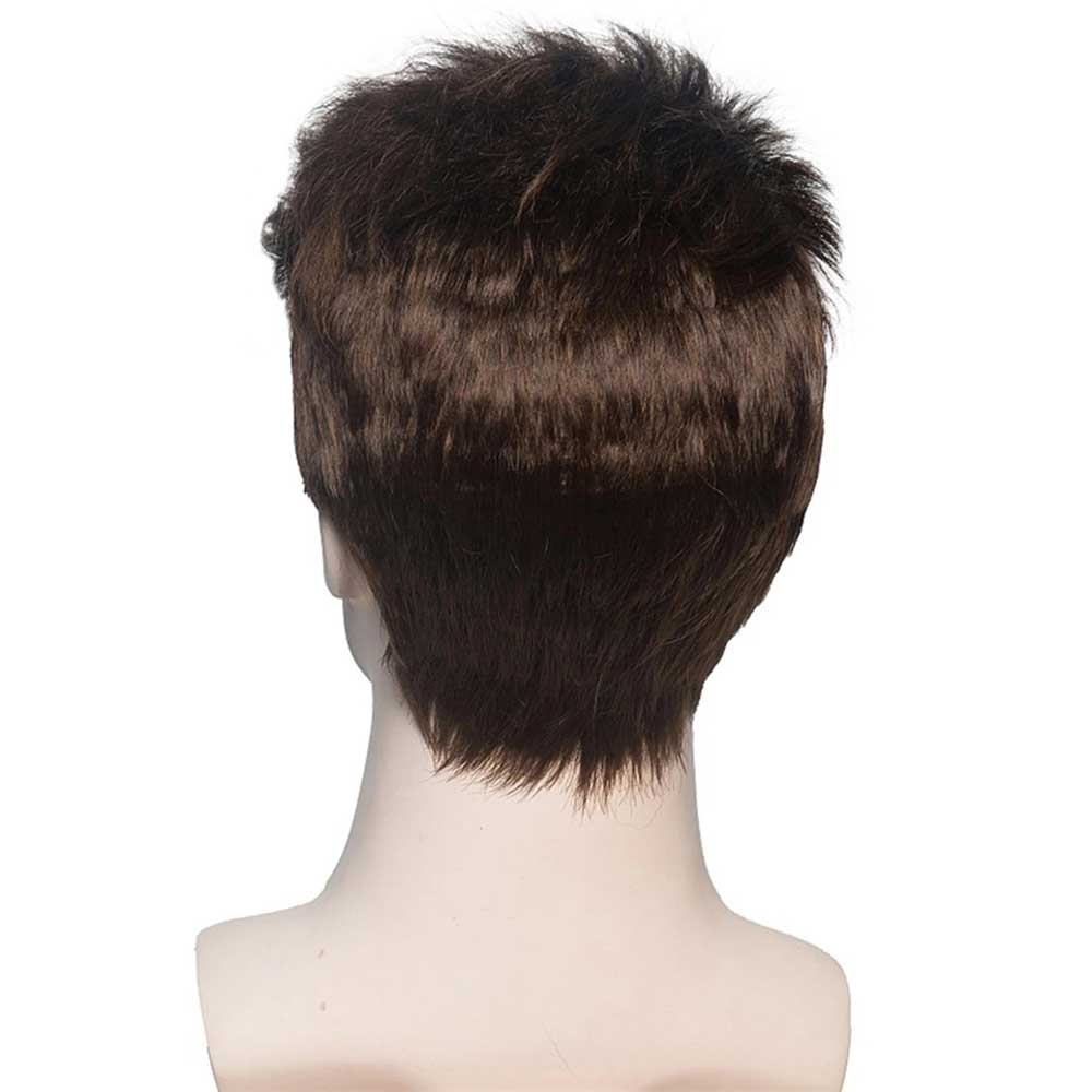 Brown Mixed Black Layered Short Fluffy Curly Natural Looking Wig