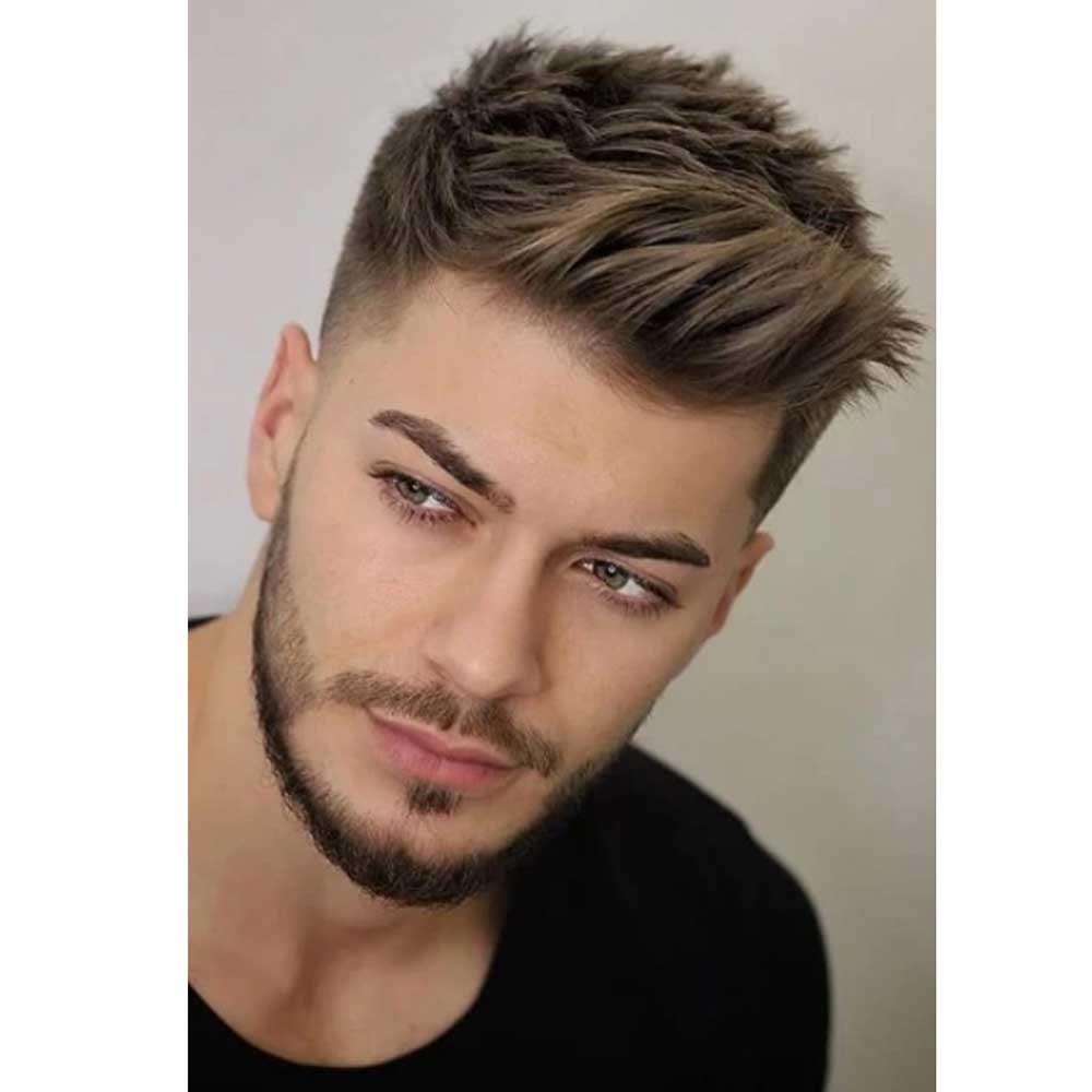 Mens Short Straight Brown Synthetic Wig Replacement Daily Use
