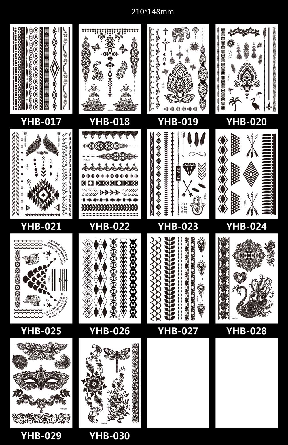 10 Sheet Sexy Black Lace Fake Tattoo Stickers For Girls Fashion