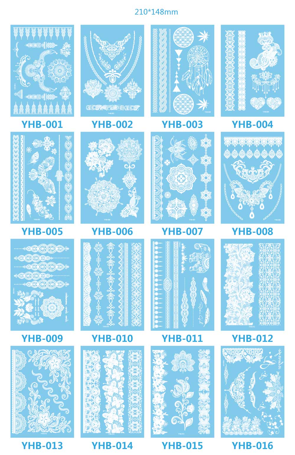 10 Sheet Pure White Lace Removable Tattoo Sticker For Women