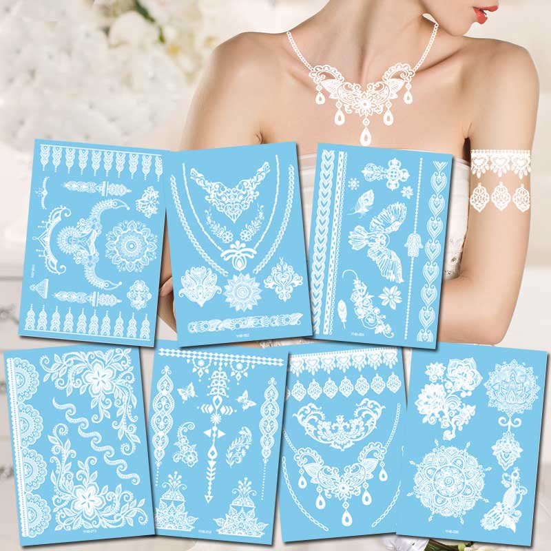 10 Sheet Pure White Lace Removable Tattoo Sticker For Women